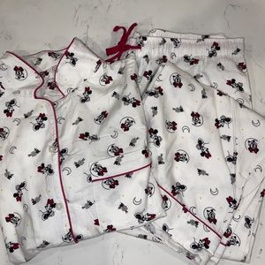 Disney Minnie Mouse Print Flannel 100% Cotton Pant Pajama Set X-Large Moons Dots